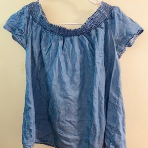 Off the shoulder jean top!